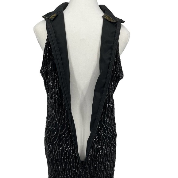 Vintage 90’s Mark & John by Sam Maxi Dress Sequin Black Silk High Neck XL - Picture 5 of 9